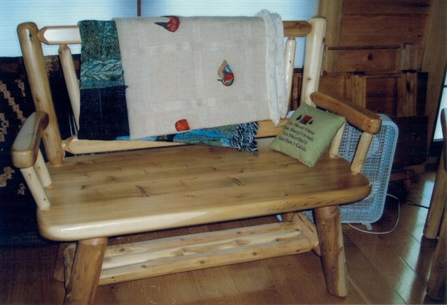 Cedar log bench - image