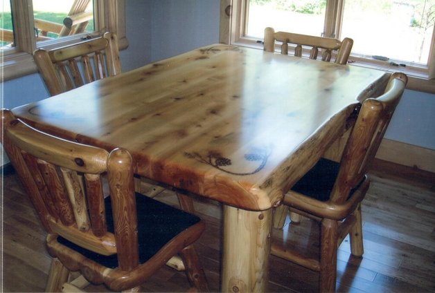 cedar table with chairs  - image